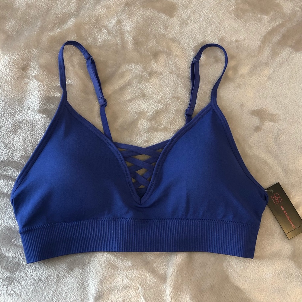 No Boundaries Royal Blue Seamless Crisscross Bralette